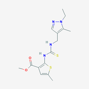 molecular formula C15H20N4O2S2 B4269227 methyl 2-[({[(1-ethyl-5-methyl-1H-pyrazol-4-yl)methyl]amino}carbonothioyl)amino]-5-methyl-3-thiophenecarboxylate 