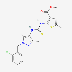 molecular formula C20H21ClN4O2S2 B4269241 methyl 2-[({[1-(2-chlorobenzyl)-3,5-dimethyl-1H-pyrazol-4-yl]amino}carbonothioyl)amino]-5-methyl-3-thiophenecarboxylate 