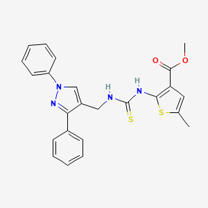 molecular formula C24H22N4O2S2 B4269249 methyl 2-[({[(1,3-diphenyl-1H-pyrazol-4-yl)methyl]amino}carbonothioyl)amino]-5-methyl-3-thiophenecarboxylate 