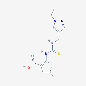 molecular formula C14H18N4O2S2 B4269257 methyl 2-[({[(1-ethyl-1H-pyrazol-4-yl)methyl]amino}carbonothioyl)amino]-5-methyl-3-thiophenecarboxylate 