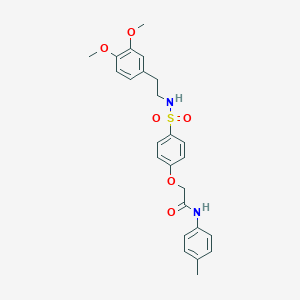 molecular formula C25H28N2O6S B426926 2-[4-({[2-(3,4-dimethoxyphenyl)ethyl]amino}sulfonyl)phenoxy]-N-(4-methylphenyl)acetamide 