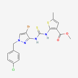 molecular formula C18H16BrClN4O2S2 B4269265 methyl 2-[({[4-bromo-1-(4-chlorobenzyl)-1H-pyrazol-3-yl]amino}carbonothioyl)amino]-5-methyl-3-thiophenecarboxylate 