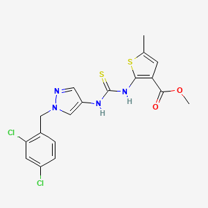 molecular formula C18H16Cl2N4O2S2 B4269278 methyl 2-[({[1-(2,4-dichlorobenzyl)-1H-pyrazol-4-yl]amino}carbonothioyl)amino]-5-methyl-3-thiophenecarboxylate 