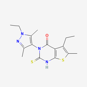 molecular formula C16H20N4OS2 B4269290 5-ethyl-3-(1-ethyl-3,5-dimethyl-1H-pyrazol-4-yl)-2-mercapto-6-methylthieno[2,3-d]pyrimidin-4(3H)-one 