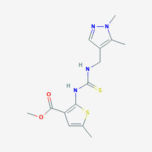 molecular formula C14H18N4O2S2 B4269313 methyl 2-[({[(1,5-dimethyl-1H-pyrazol-4-yl)methyl]amino}carbonothioyl)amino]-5-methyl-3-thiophenecarboxylate 