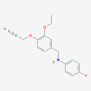 molecular formula C18H18FNO2 B426933 N-[3-ethoxy-4-(2-propynyloxy)benzyl]-N-(4-fluorophenyl)amine 