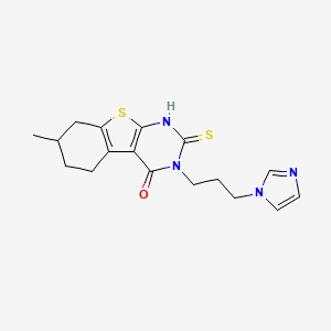 3-[3-(1H-imidazol-1-yl)propyl]-2-mercapto-7-methyl-5,6,7,8-tetrahydro[1]benzothieno[2,3-d]pyrimidin-4(3H)-one