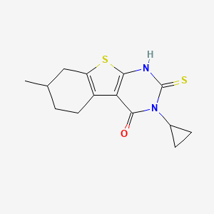 molecular formula C14H16N2OS2 B4269338 3-cyclopropyl-2-mercapto-7-methyl-5,6,7,8-tetrahydro[1]benzothieno[2,3-d]pyrimidin-4(3H)-one 