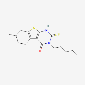 molecular formula C16H22N2OS2 B4269344 2-mercapto-7-methyl-3-pentyl-5,6,7,8-tetrahydro[1]benzothieno[2,3-d]pyrimidin-4(3H)-one 