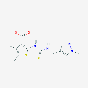 molecular formula C15H20N4O2S2 B4269356 methyl 2-[({[(1,5-dimethyl-1H-pyrazol-4-yl)methyl]amino}carbonothioyl)amino]-4,5-dimethyl-3-thiophenecarboxylate 