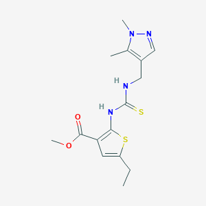 molecular formula C15H20N4O2S2 B4269362 methyl 2-[({[(1,5-dimethyl-1H-pyrazol-4-yl)methyl]amino}carbonothioyl)amino]-5-ethyl-3-thiophenecarboxylate 