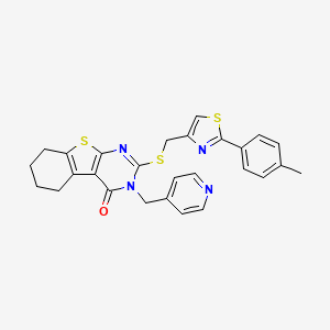 molecular formula C27H24N4OS3 B4269369 2-({[2-(4-methylphenyl)-1,3-thiazol-4-yl]methyl}thio)-3-(4-pyridinylmethyl)-5,6,7,8-tetrahydro[1]benzothieno[2,3-d]pyrimidin-4(3H)-one 