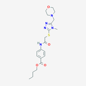 molecular formula C21H29N5O4S B426937 butyl 4-[({[4-methyl-5-(morpholin-4-ylmethyl)-4H-1,2,4-triazol-3-yl]sulfanyl}acetyl)amino]benzoate 