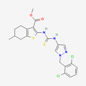 molecular formula C22H22Cl2N4O2S2 B4269390 methyl 2-[({[1-(2,6-dichlorobenzyl)-1H-pyrazol-4-yl]amino}carbonothioyl)amino]-6-methyl-4,5,6,7-tetrahydro-1-benzothiophene-3-carboxylate 