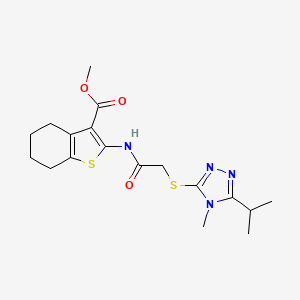 molecular formula C18H24N4O3S2 B4269397 methyl 2-({[(5-isopropyl-4-methyl-4H-1,2,4-triazol-3-yl)thio]acetyl}amino)-4,5,6,7-tetrahydro-1-benzothiophene-3-carboxylate 