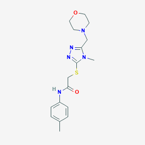 molecular formula C17H23N5O2S B426941 2-{[4-methyl-5-(4-morpholinylmethyl)-4H-1,2,4-triazol-3-yl]sulfanyl}-N-(4-methylphenyl)acetamide 
