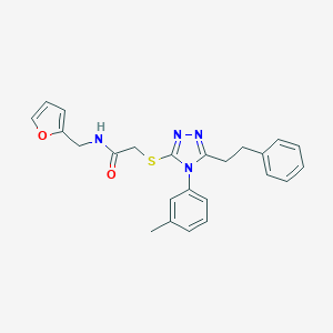 molecular formula C24H24N4O2S B426942 N-(2-furylmethyl)-2-{[4-(3-methylphenyl)-5-(2-phenylethyl)-4H-1,2,4-triazol-3-yl]sulfanyl}acetamide 