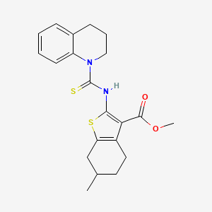 molecular formula C21H24N2O2S2 B4269433 methyl 2-[(3,4-dihydro-1(2H)-quinolinylcarbonothioyl)amino]-6-methyl-4,5,6,7-tetrahydro-1-benzothiophene-3-carboxylate 