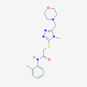 molecular formula C17H23N5O2S B426944 2-{[4-methyl-5-(4-morpholinylmethyl)-4H-1,2,4-triazol-3-yl]sulfanyl}-N-(2-methylphenyl)acetamide 