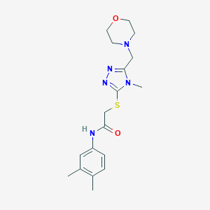 molecular formula C18H25N5O2S B426945 N-(3,4-dimethylphenyl)-2-{[4-methyl-5-(4-morpholinylmethyl)-4H-1,2,4-triazol-3-yl]sulfanyl}acetamide 