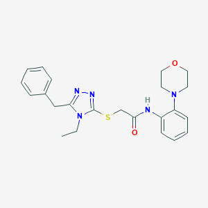 molecular formula C23H27N5O2S B426946 2-[(5-benzyl-4-ethyl-4H-1,2,4-triazol-3-yl)sulfanyl]-N-[2-(4-morpholinyl)phenyl]acetamide 