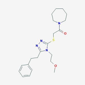 molecular formula C21H30N4O2S B426947 1-({[4-(2-methoxyethyl)-5-(2-phenylethyl)-4H-1,2,4-triazol-3-yl]sulfanyl}acetyl)azepane 