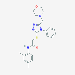 molecular formula C23H27N5O2S B426948 N-(2,4-dimethylphenyl)-2-{[5-(morpholin-4-ylmethyl)-4-phenyl-4H-1,2,4-triazol-3-yl]sulfanyl}acetamide 
