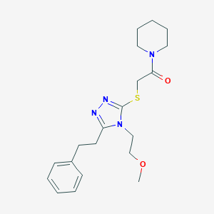 molecular formula C20H28N4O2S B426952 1-({[4-(2-methoxyethyl)-5-(2-phenylethyl)-4H-1,2,4-triazol-3-yl]sulfanyl}acetyl)piperidine 