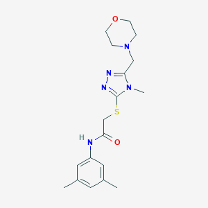 molecular formula C18H25N5O2S B426955 N-(3,5-dimethylphenyl)-2-{[4-methyl-5-(4-morpholinylmethyl)-4H-1,2,4-triazol-3-yl]sulfanyl}acetamide 