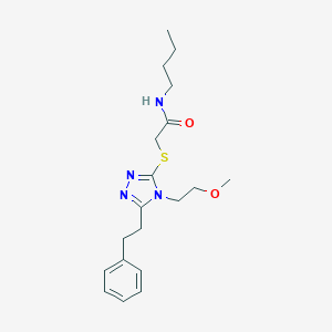molecular formula C19H28N4O2S B426956 N-butyl-2-{[4-(2-methoxyethyl)-5-(2-phenylethyl)-4H-1,2,4-triazol-3-yl]sulfanyl}acetamide 
