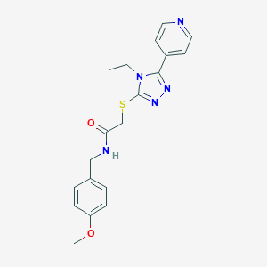molecular formula C19H21N5O2S B426958 2-{[4-ethyl-5-(pyridin-4-yl)-4H-1,2,4-triazol-3-yl]sulfanyl}-N-(4-methoxybenzyl)acetamide 