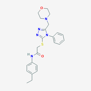 molecular formula C23H27N5O2S B426959 N-(4-ethylphenyl)-2-{[5-(4-morpholinylmethyl)-4-phenyl-4H-1,2,4-triazol-3-yl]sulfanyl}acetamide 