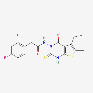 2-(2,4-difluorophenyl)-N-(5-ethyl-2-mercapto-6-methyl-4-oxothieno[2,3-d]pyrimidin-3(4H)-yl)acetamide