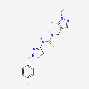 molecular formula C18H21ClN6S B4269655 N-[1-(4-chlorobenzyl)-1H-pyrazol-3-yl]-N'-[(1-ethyl-5-methyl-1H-pyrazol-4-yl)methyl]thiourea 