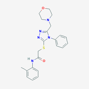 molecular formula C22H25N5O2S B426966 N-(2-methylphenyl)-2-{[5-(morpholin-4-ylmethyl)-4-phenyl-4H-1,2,4-triazol-3-yl]sulfanyl}acetamide 