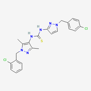 molecular formula C23H22Cl2N6S B4269660 N-[1-(2-chlorobenzyl)-3,5-dimethyl-1H-pyrazol-4-yl]-N'-[1-(4-chlorobenzyl)-1H-pyrazol-3-yl]thiourea 