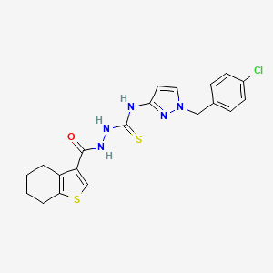 molecular formula C20H20ClN5OS2 B4269662 N-[1-(4-chlorobenzyl)-1H-pyrazol-3-yl]-2-(4,5,6,7-tetrahydro-1-benzothien-3-ylcarbonyl)hydrazinecarbothioamide 