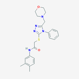 molecular formula C23H27N5O2S B426968 N-(3,4-dimethylphenyl)-2-{[5-(4-morpholinylmethyl)-4-phenyl-4H-1,2,4-triazol-3-yl]sulfanyl}acetamide 