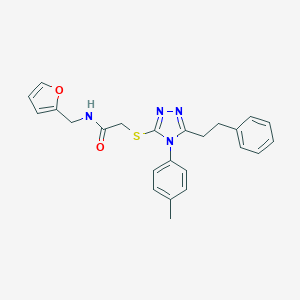 molecular formula C24H24N4O2S B426969 N-(2-furylmethyl)-2-{[4-(4-methylphenyl)-5-(2-phenylethyl)-4H-1,2,4-triazol-3-yl]sulfanyl}acetamide 