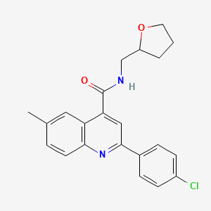 molecular formula C22H21ClN2O2 B4269701 2-(4-chlorophenyl)-6-methyl-N-(tetrahydrofuran-2-ylmethyl)quinoline-4-carboxamide 