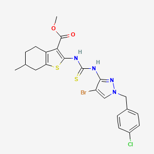 molecular formula C22H22BrClN4O2S2 B4269743 methyl 2-[({[4-bromo-1-(4-chlorobenzyl)-1H-pyrazol-3-yl]amino}carbonothioyl)amino]-6-methyl-4,5,6,7-tetrahydro-1-benzothiophene-3-carboxylate 