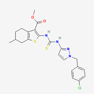 methyl 2-({[1-(4-chlorobenzyl)-1H-pyrazol-3-yl]carbamothioyl}amino)-6-methyl-4,5,6,7-tetrahydro-1-benzothiophene-3-carboxylate