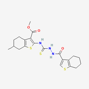 molecular formula C21H25N3O3S3 B4269787 Methyl 6-methyl-2-({[2-(4,5,6,7-tetrahydro-1-benzothiophen-3-ylcarbonyl)hydrazinyl]carbonothioyl}amino)-4,5,6,7-tetrahydro-1-benzothiophene-3-carboxylate 