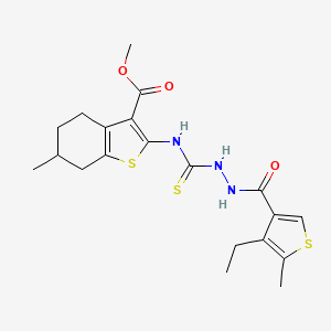 molecular formula C20H25N3O3S3 B4269788 methyl 2-[({2-[(4-ethyl-5-methyl-3-thienyl)carbonyl]hydrazino}carbonothioyl)amino]-6-methyl-4,5,6,7-tetrahydro-1-benzothiophene-3-carboxylate 