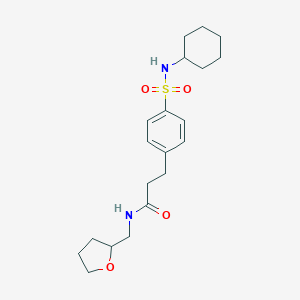molecular formula C20H30N2O4S B426979 3-{4-[(cyclohexylamino)sulfonyl]phenyl}-N-(tetrahydro-2-furanylmethyl)propanamide 