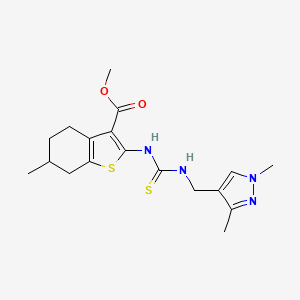 molecular formula C18H24N4O2S2 B4269807 methyl 2-({[(1,3-dimethyl-1H-pyrazol-4-yl)methyl]carbamothioyl}amino)-6-methyl-4,5,6,7-tetrahydro-1-benzothiophene-3-carboxylate 