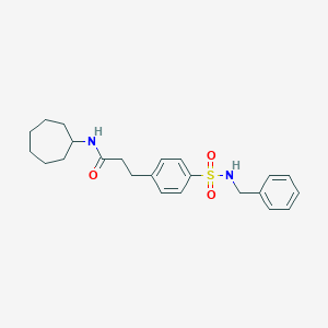 molecular formula C23H30N2O3S B426983 3-{4-[(benzylamino)sulfonyl]phenyl}-N-cycloheptylpropanamide 