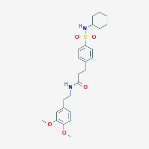 molecular formula C25H34N2O5S B426985 3-{4-[(cyclohexylamino)sulfonyl]phenyl}-N-[2-(3,4-dimethoxyphenyl)ethyl]propanamide 