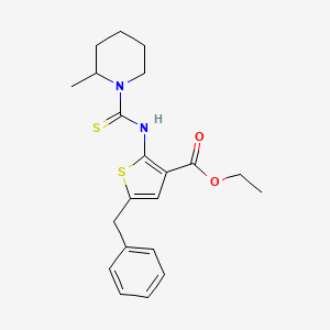 molecular formula C21H26N2O2S2 B4269860 ethyl 5-benzyl-2-{[(2-methyl-1-piperidinyl)carbonothioyl]amino}-3-thiophenecarboxylate 