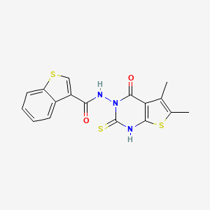 molecular formula C17H13N3O2S3 B4269874 Benzo[b]thiophene-3-carboxamide,N-(1,4-dihydro-5,6-dimethyl-4-oxo-2-thioxothieno[2,3-d]pyrimidin-3(2H)-yl)-(9ci) 